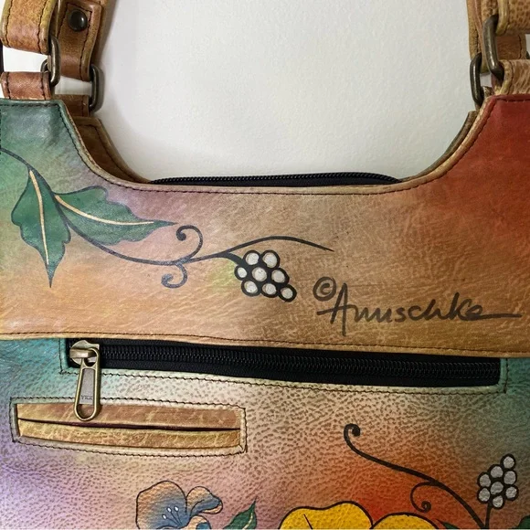 Anuschka Hand Painted Distressed Leather Handbag - Picture 9 of 16